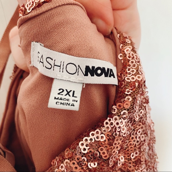 Rose Gold Sequin Body Con Fashion Nova Dress - Picture 5 of 5